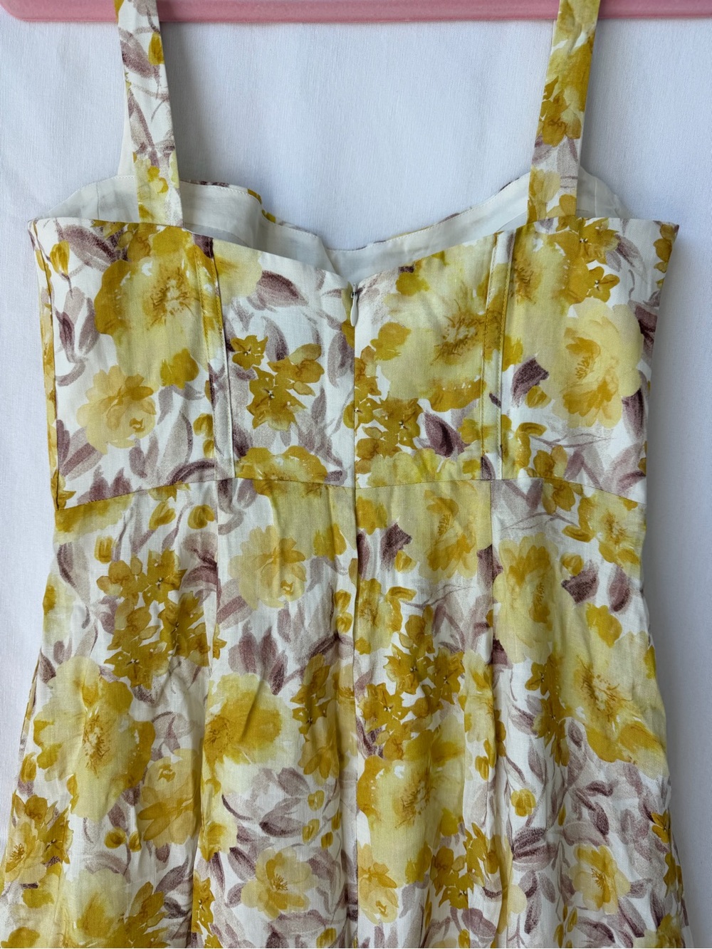 Bardot Lilah Corset Midi Dress in Yellow Floral Size 6 New - Picture 7 of 8